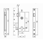 Корпус замка основного 10152/R Бексет: 35 мм. Меж.85 мм. Siba
